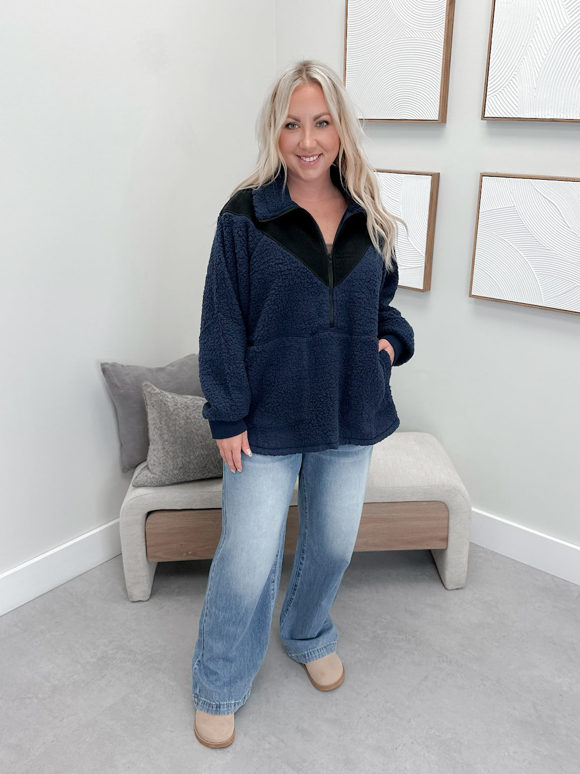 Polaris Quarter Zip in Navy