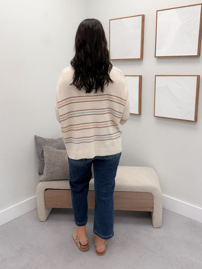 Ariella Striped Sweater in Vanilla
