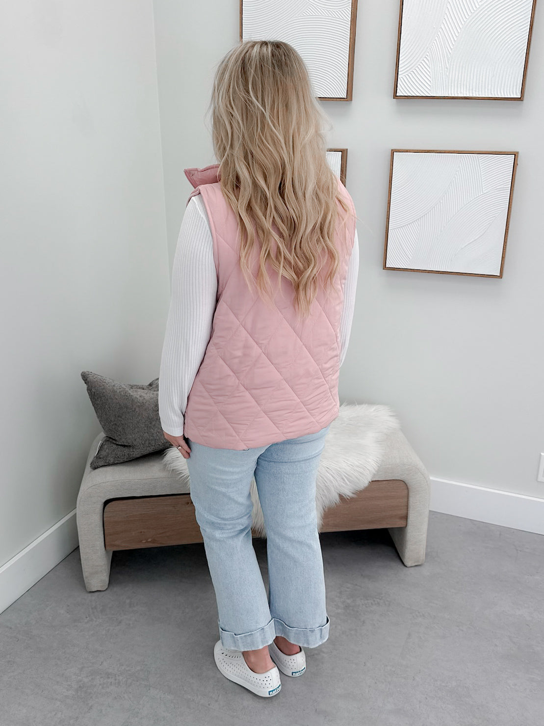 Remy Zip Up Vest in Blush