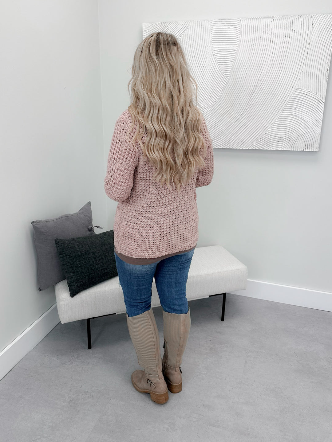 Bree Button Sweater in Blush