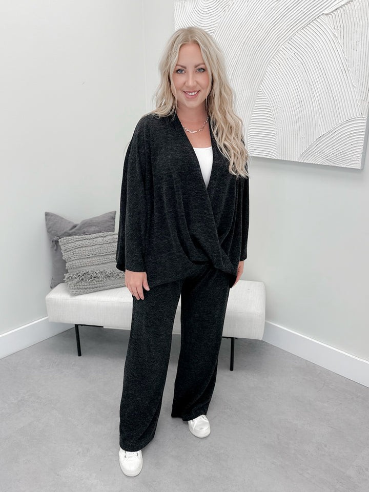 Ellery Wrap Set in Black Melange