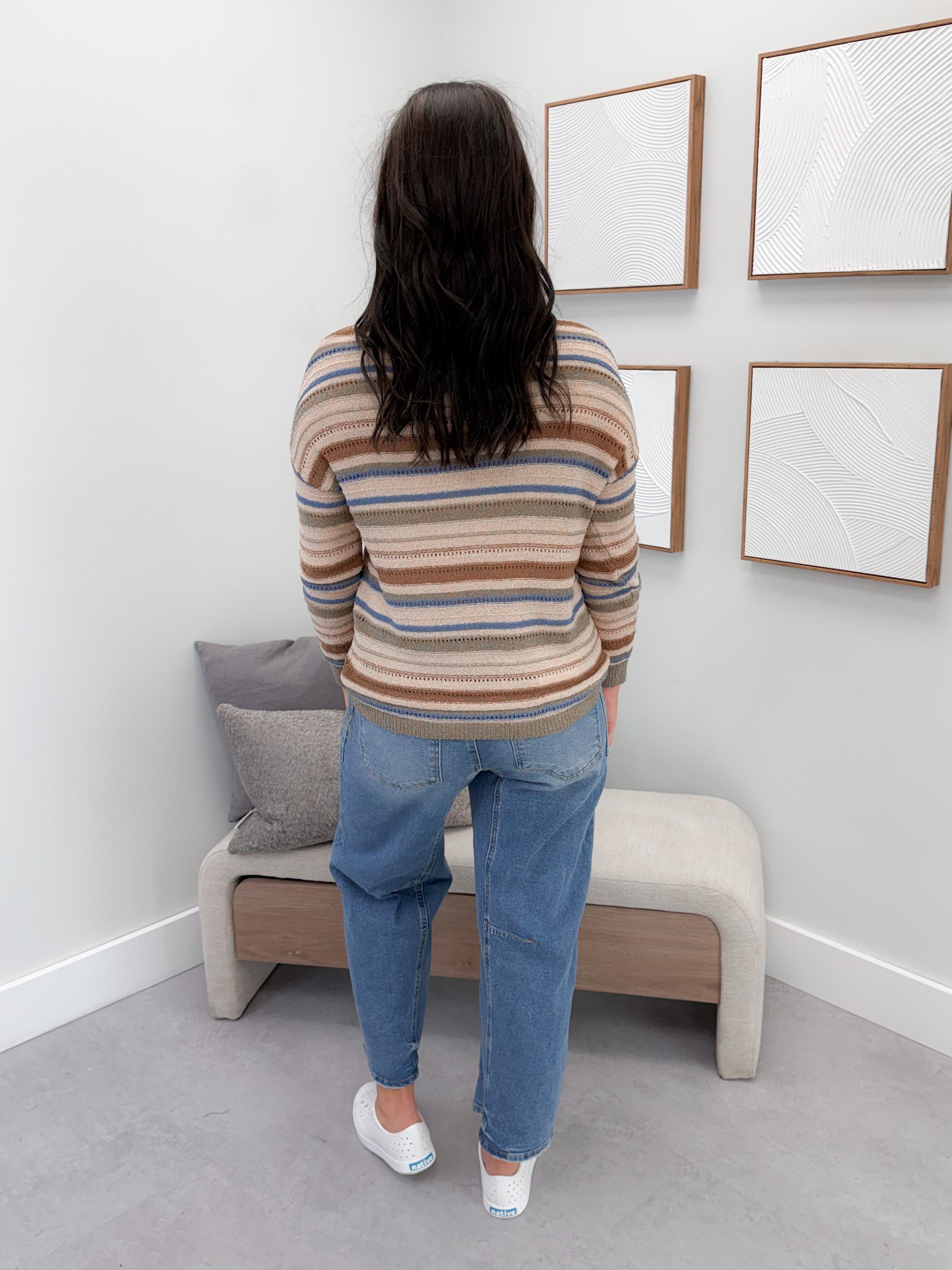 Janine Striped Sweater in Avocado Stripe