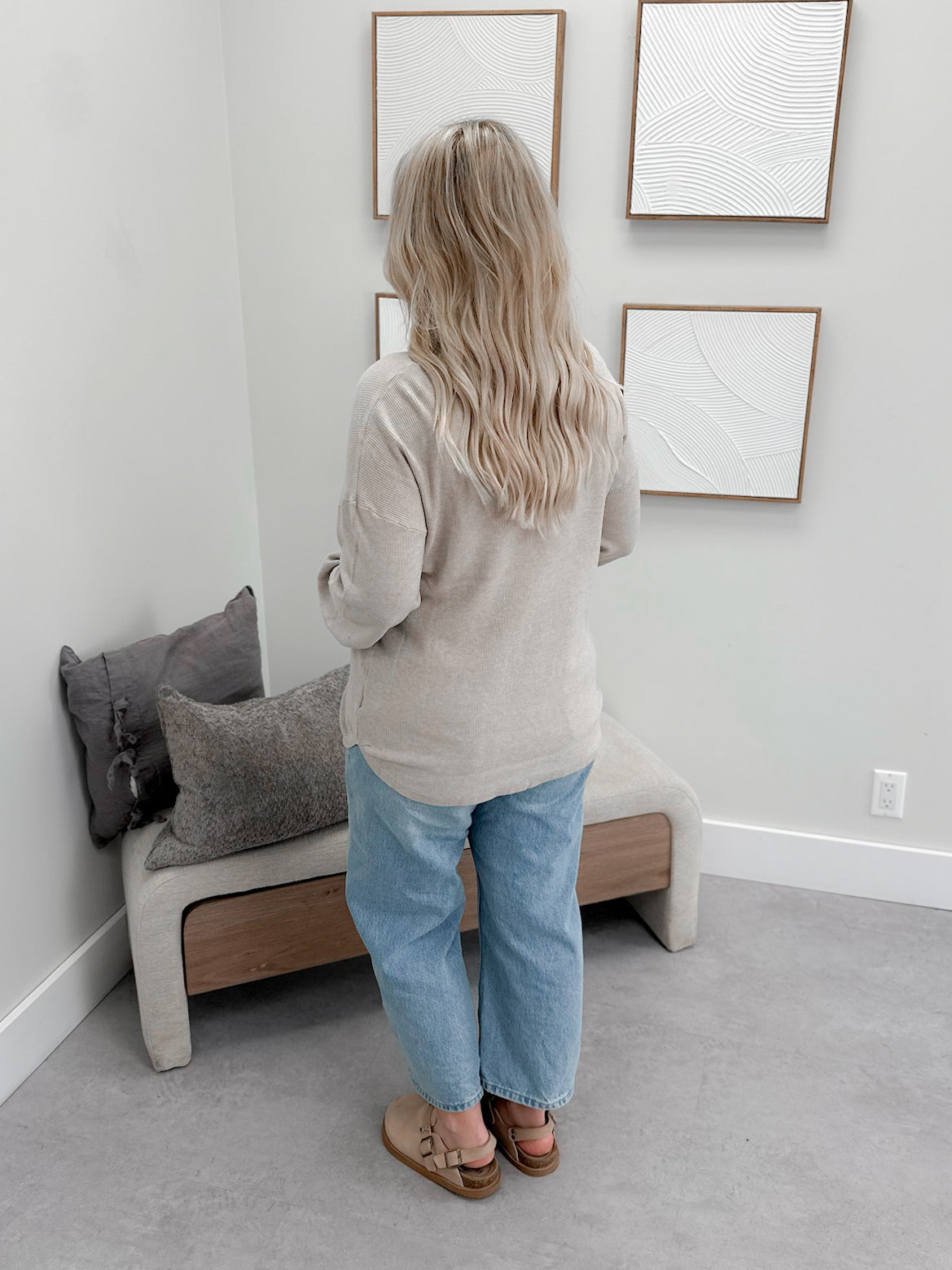 Emma Waffle Long Sleeve in W.Grey