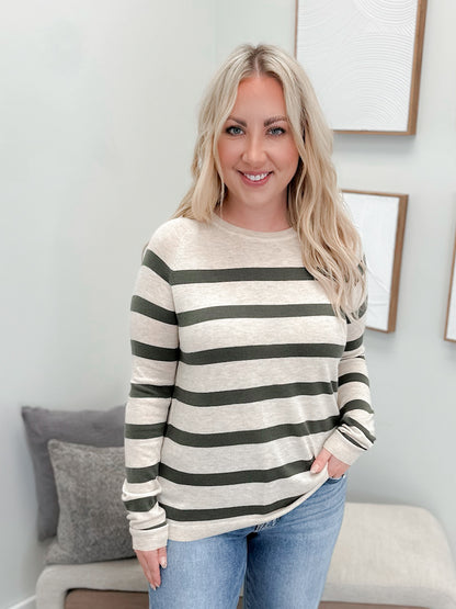 Jasper Sweater in Striped Olive