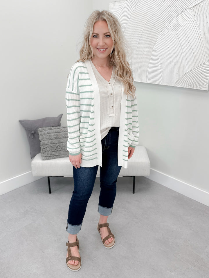 Ida Striped Cardi in Sage