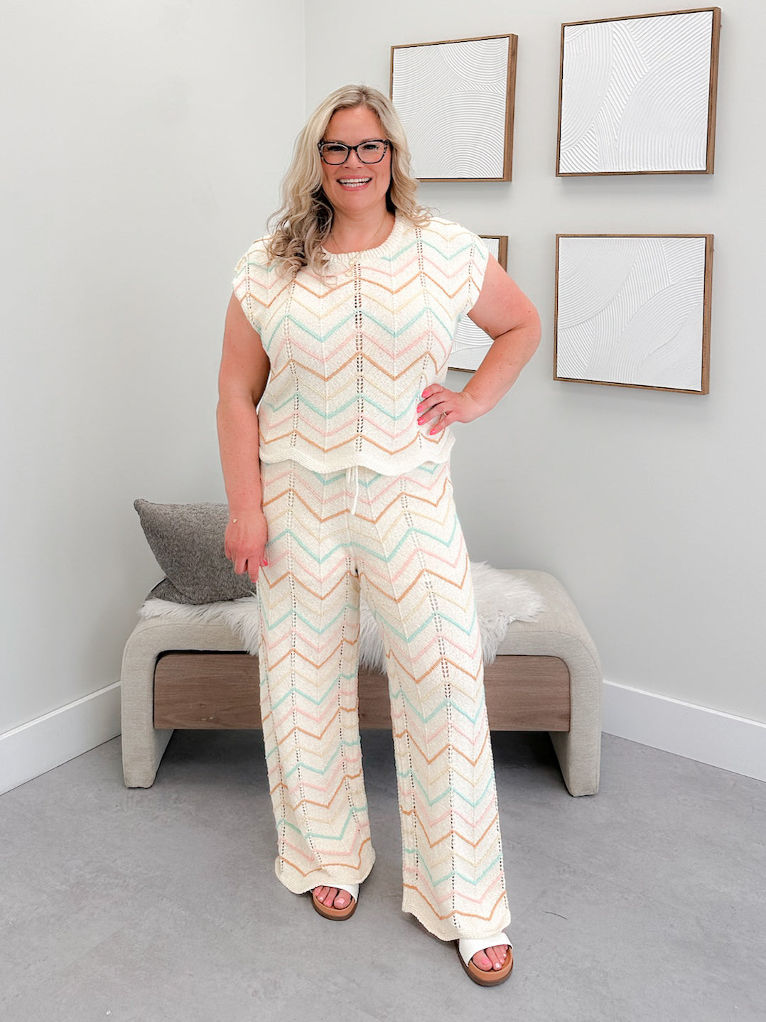 Chevron Sweater Set  in Pastel