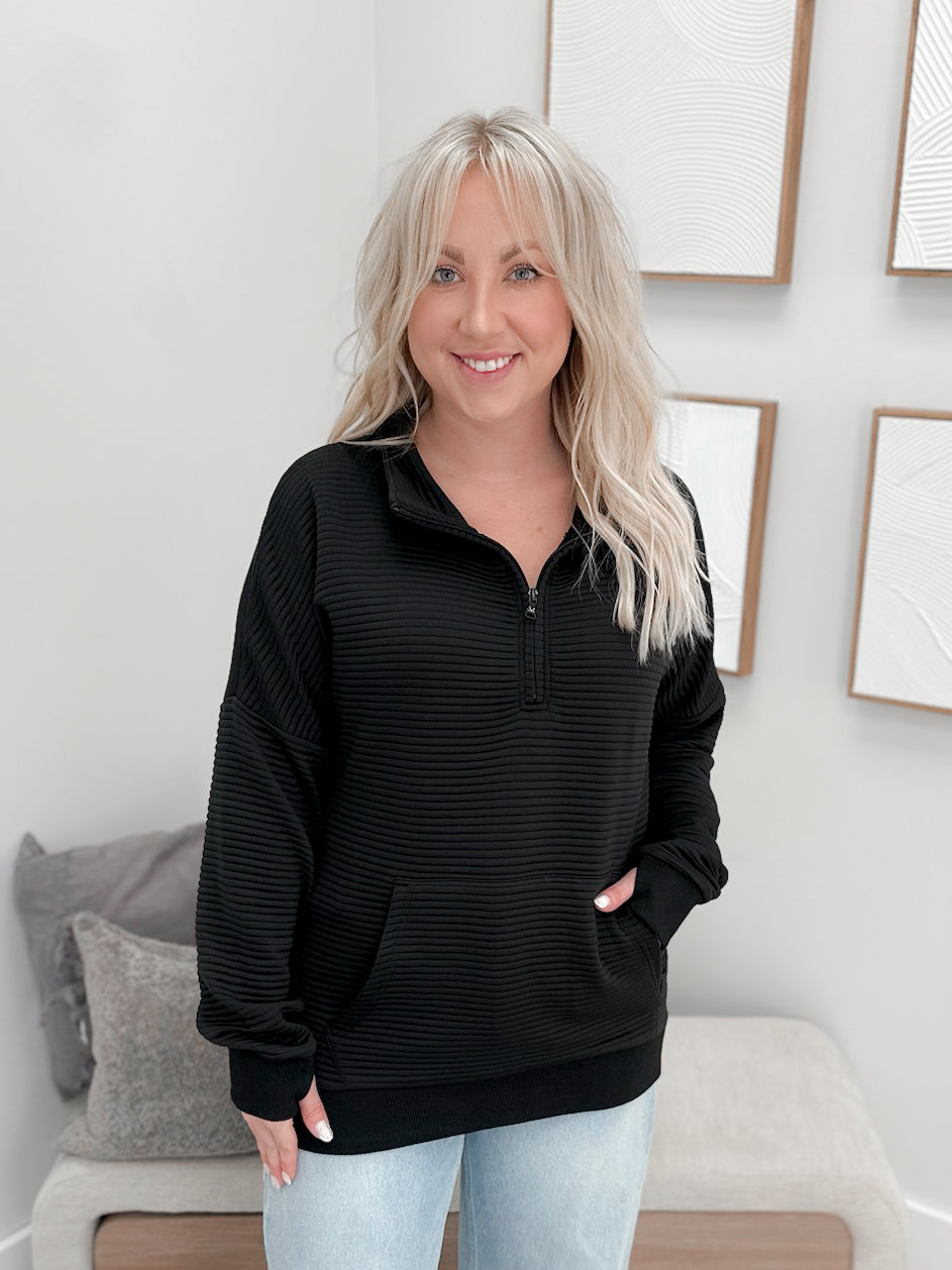 Tatum Quarter Zip in Black