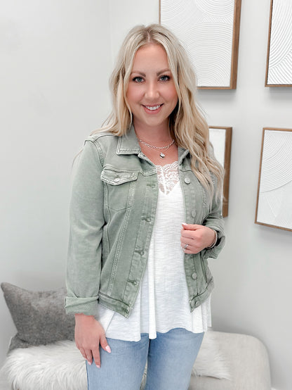 Soft Denim Jacket in Fern