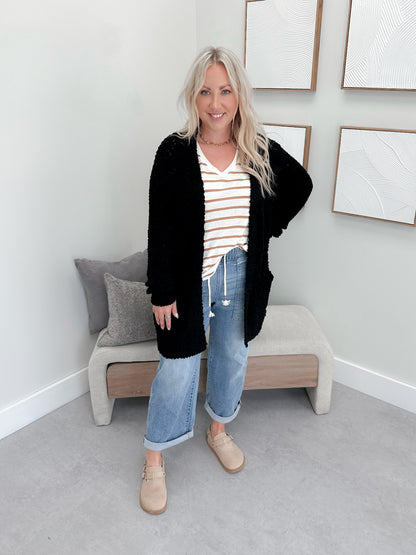 Piper Popcorn Cardigan in Black