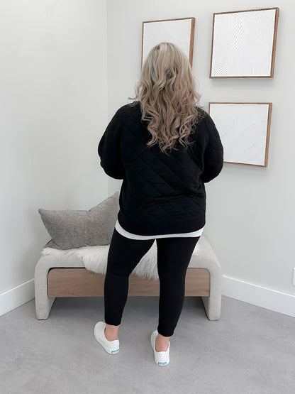 Celia Quilted Pullover in Black