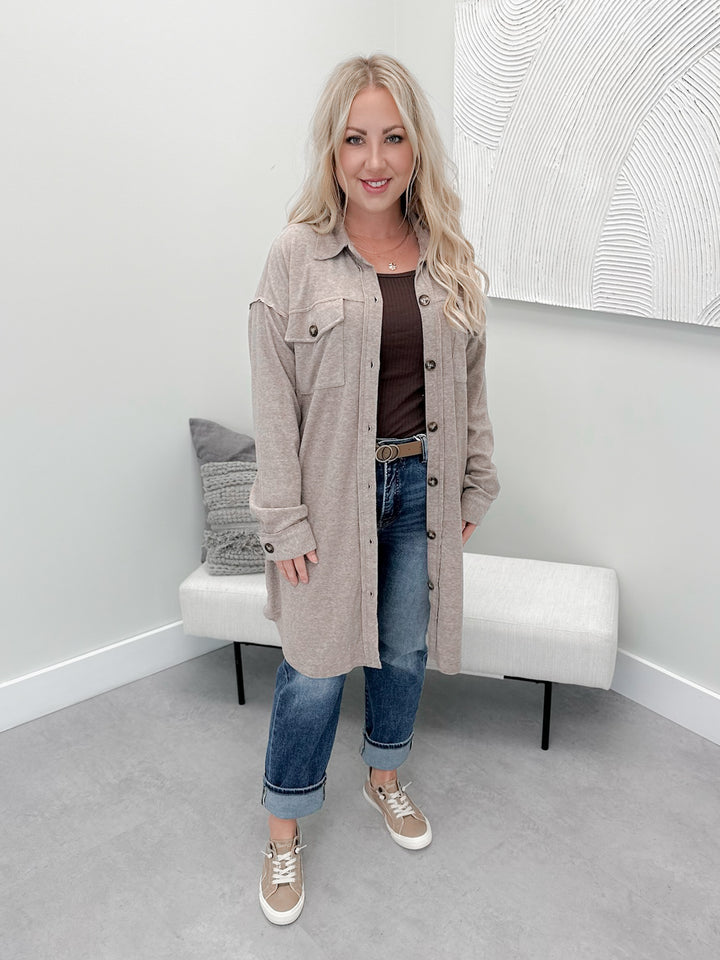 Kerri Long Shacket in Mocha