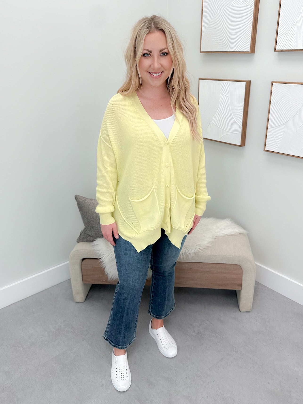 Cybil Cardigan in Lemon