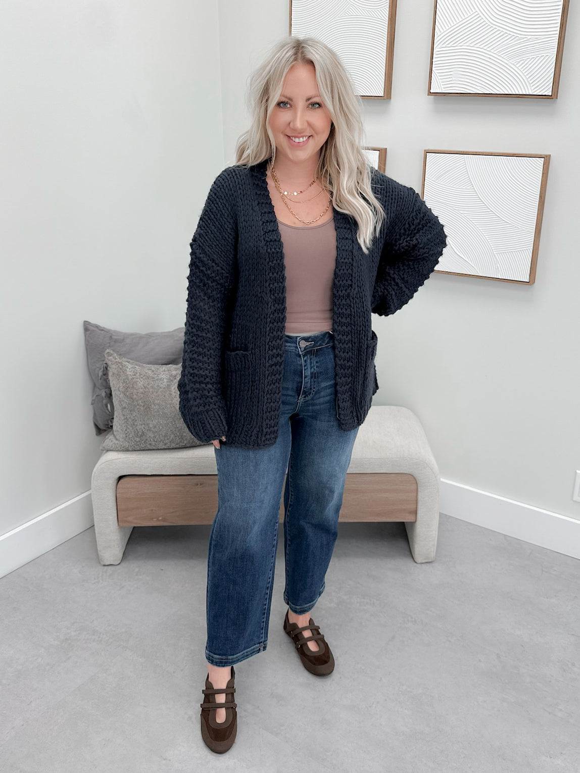 Andi Heart Cardigan in Navy