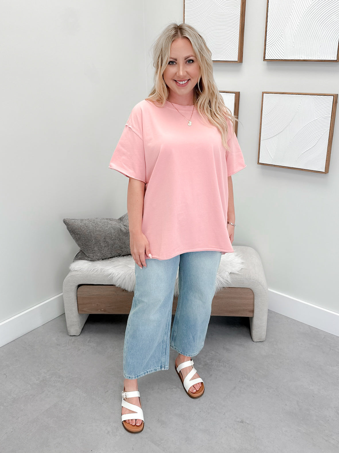 Boyfriend Tee in Pink by Ampersand Avenue