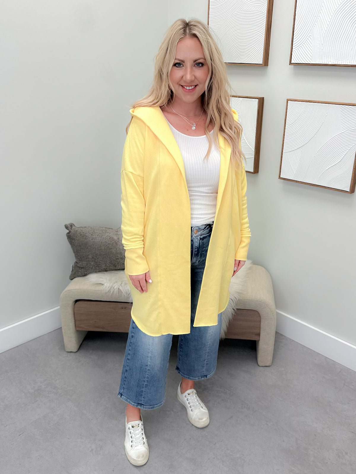 Hopeful Hooded Cardigan in Yellow Glow