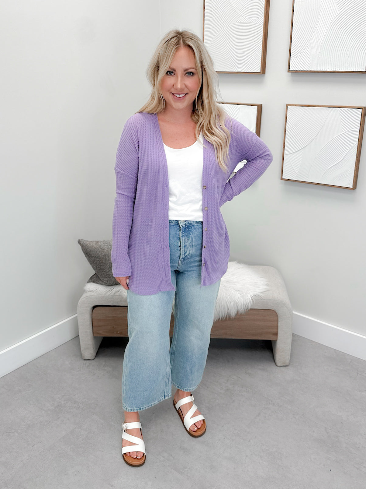 Waffle Two in One Top in Lavender