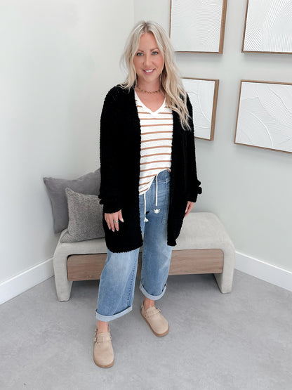 Piper Popcorn Cardigan in Black