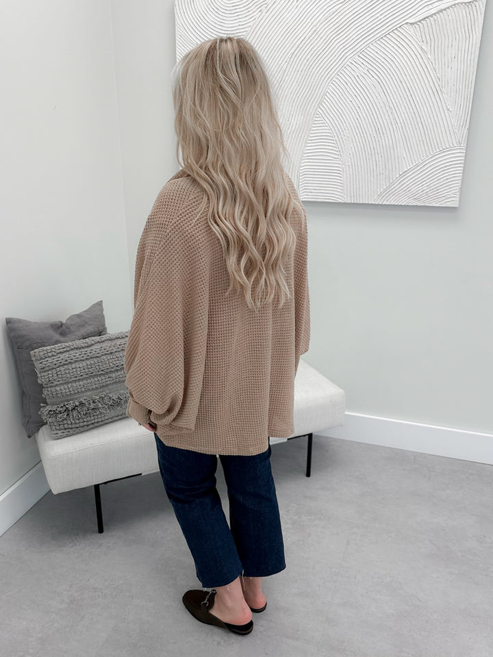 Alyssa Waffle Cocoon Cardi in Mocha
