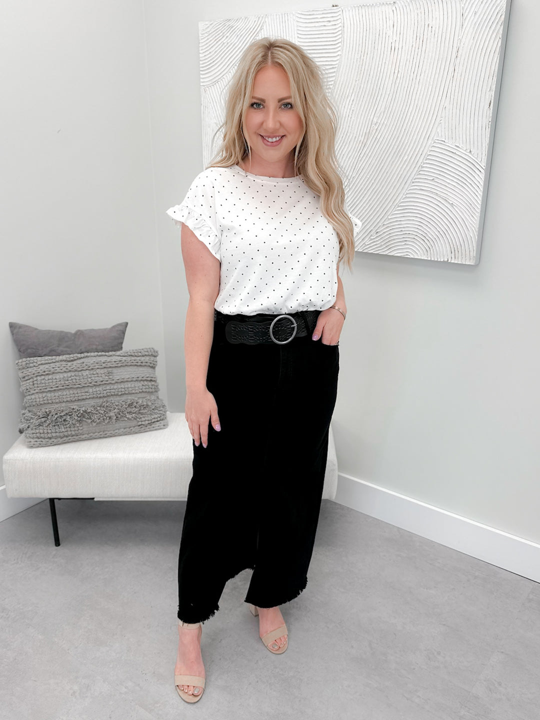 Pike Denim Tummy Control Skirt in Black