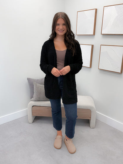 Piper Popcorn Cardigan in Black