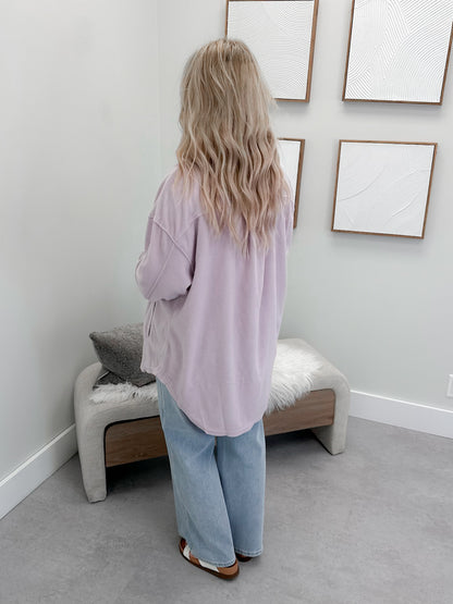 Skyler Fleece Shacket in Lilac