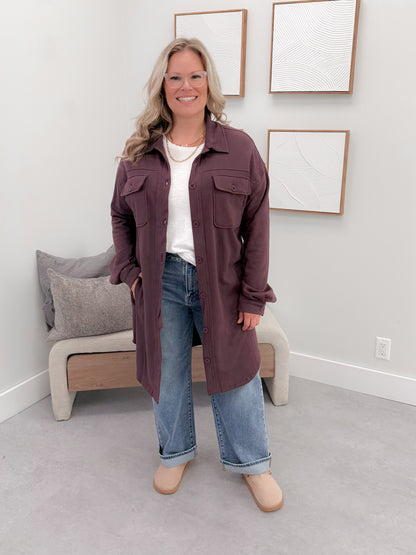 501 Shacket in Plum by Twenty Nine the Label