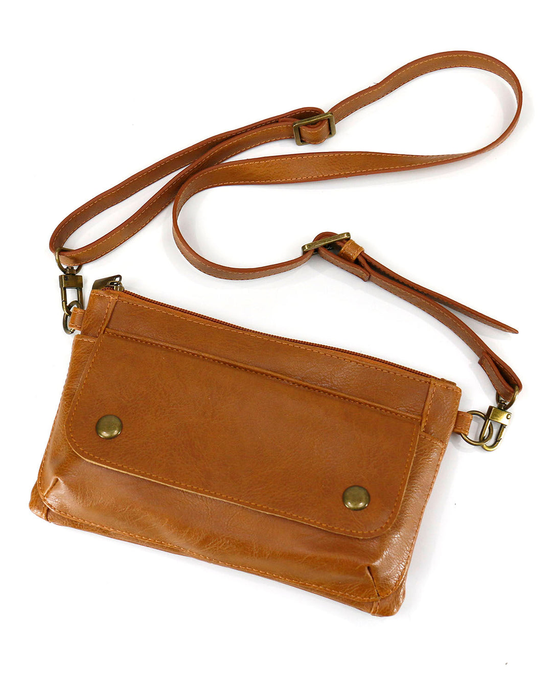 Vegan Leather Essentials Belt Bag in Cognac by Grace & Lace