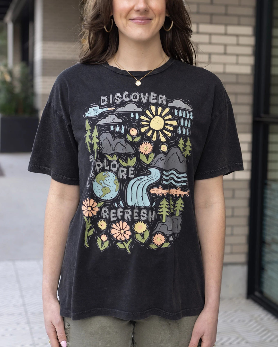 Discover, Explore Boyfriend Fit Graphic Tee by Grace and Lace
