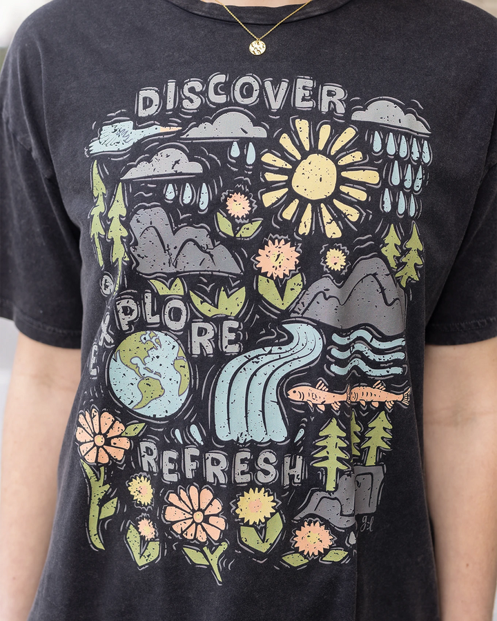 Discover, Explore Boyfriend Fit Graphic Tee by Grace and Lace