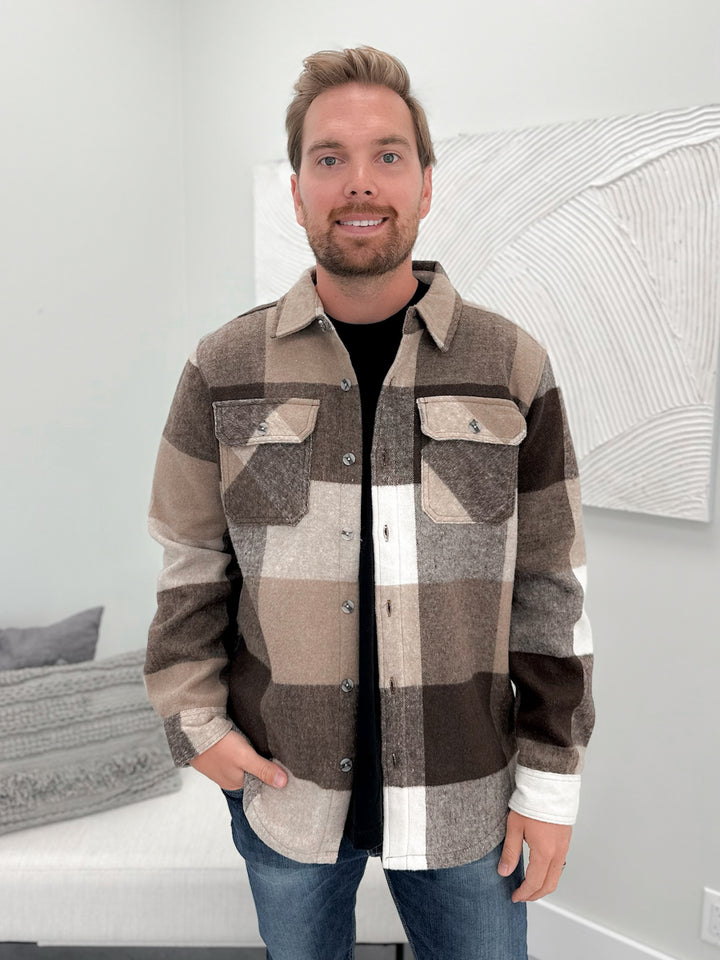 Atticus Mens Shacket in Cashew