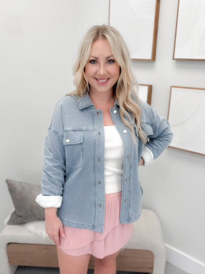 Roxie Shacket in Light Denim