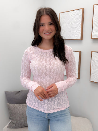 Hattie Lace Long Sleeve in Rose by Ampersand Avenue