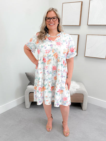 Aftyn Floral Dress in Ivory