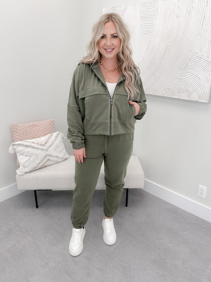 Gigi Hoodie Jacket in Army Green