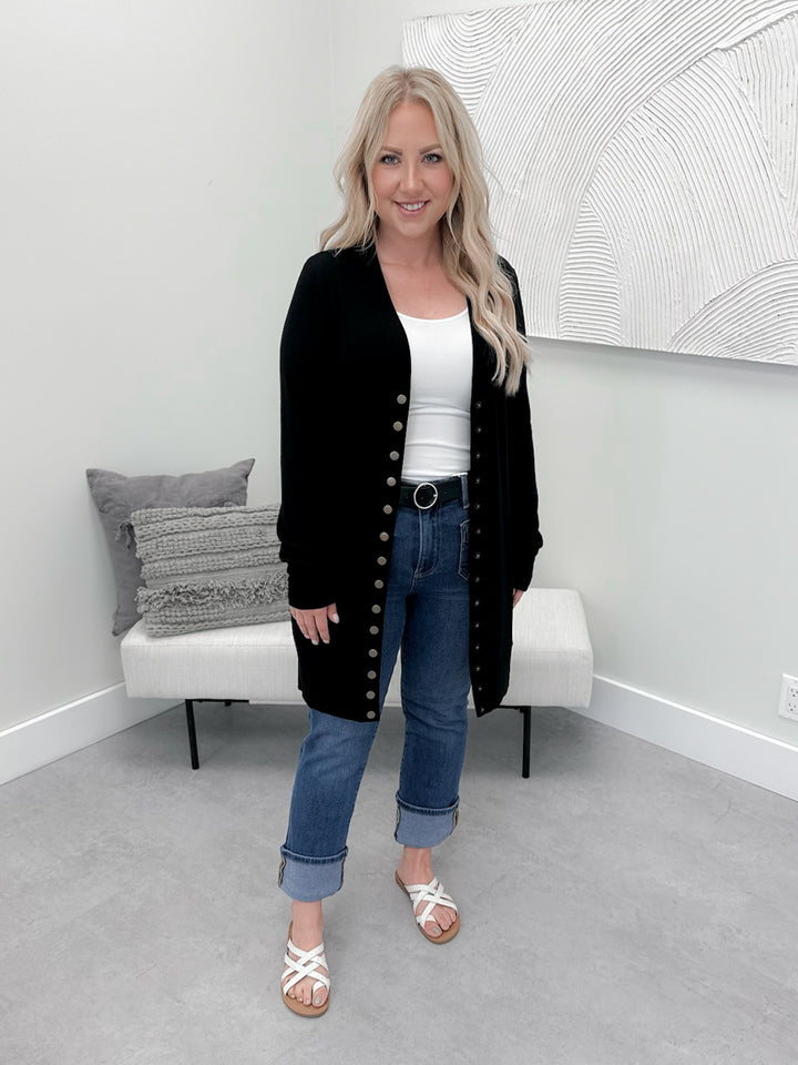 Sawyer Snap Cardi in Black