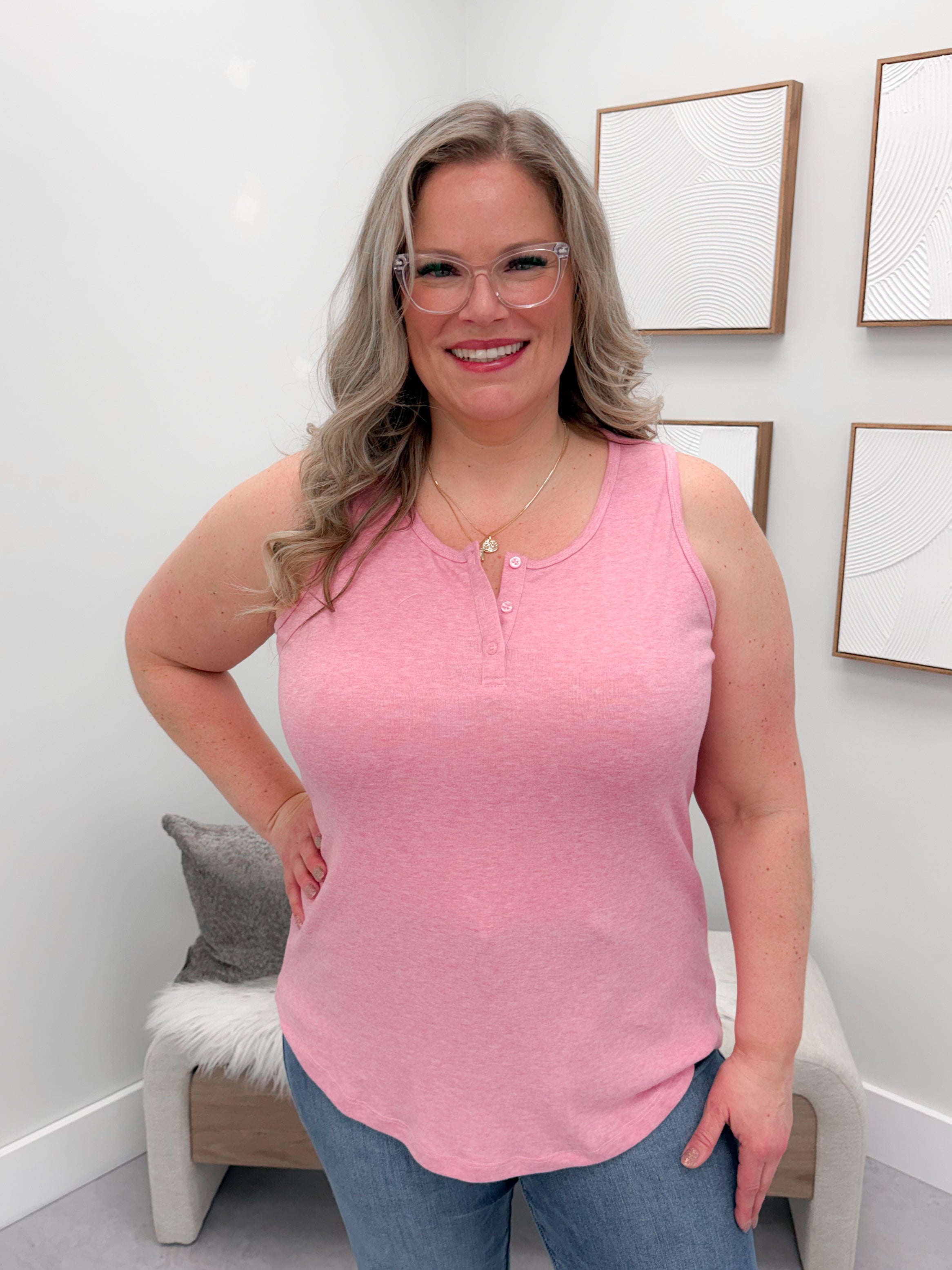 Tala Henley Tank in Rose