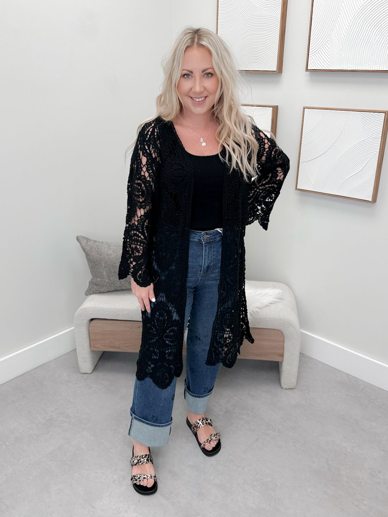 Nyx Crochet Cardigan in Black