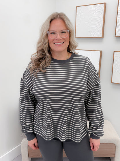 Saylor Stripe Long Sleeve in Coal
