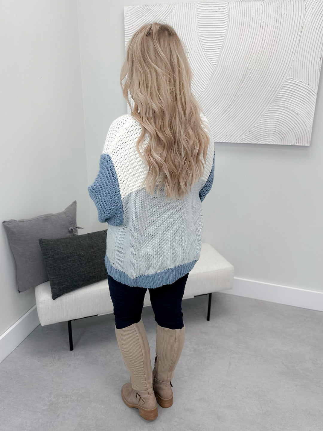 Janice Chunky Knit Sweater in Mixed Blue