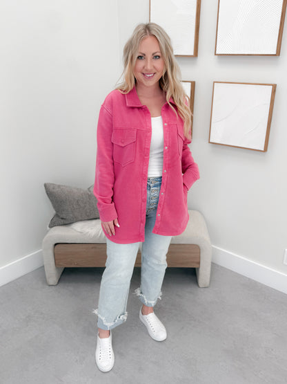 Daybreak Shacket in Raspberry