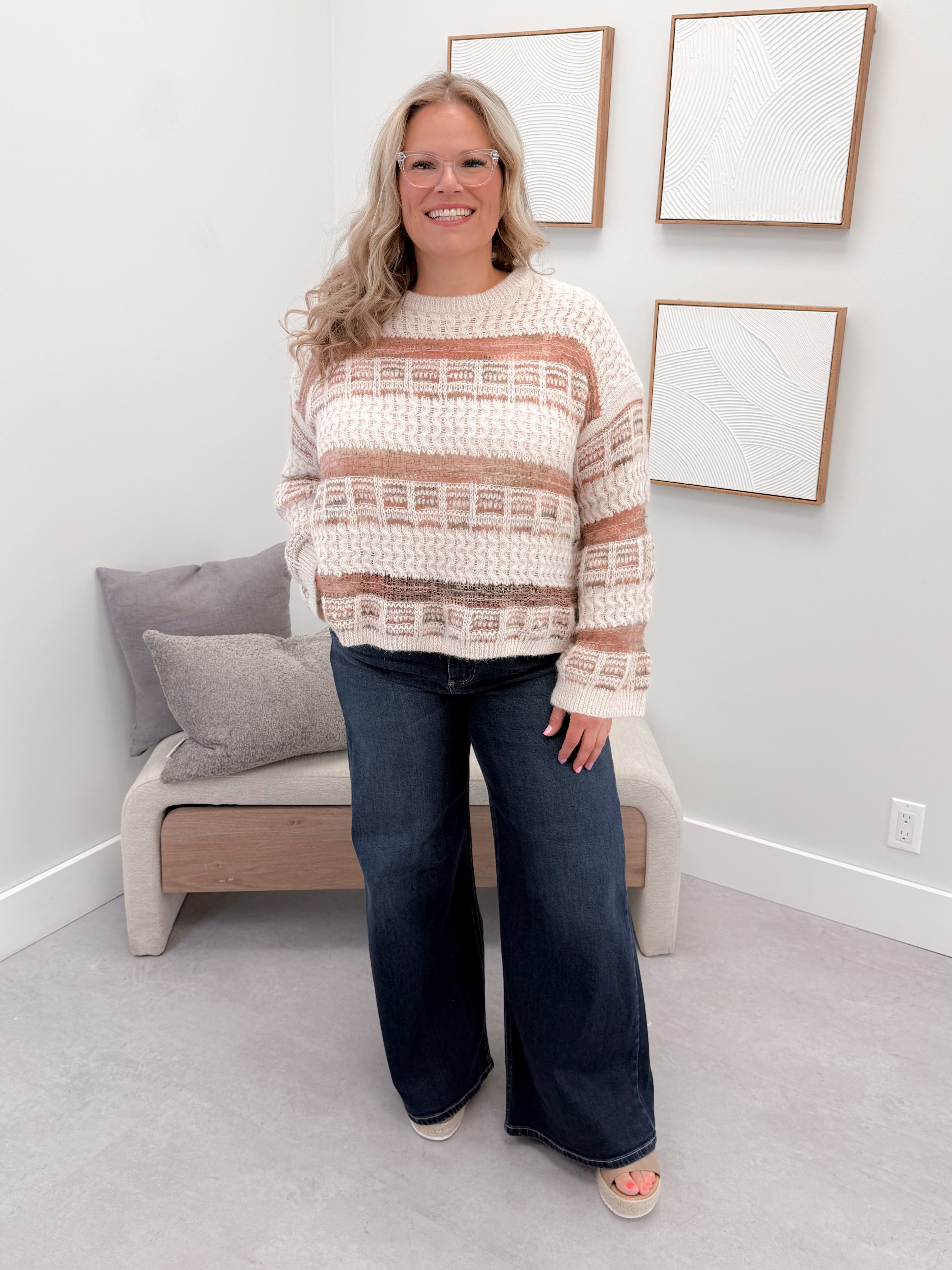Hazel Striped Sweater in Mocha