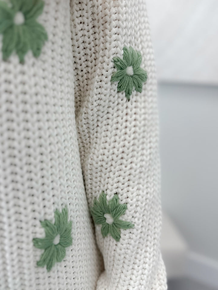 Cosmo Sweater in Sage/Off White