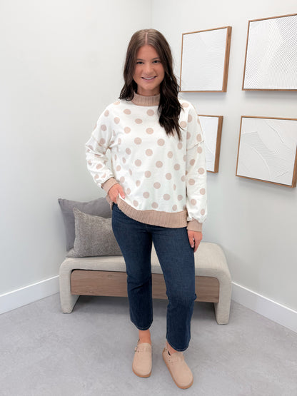 Dotty Pullover in Ivory/Taupe