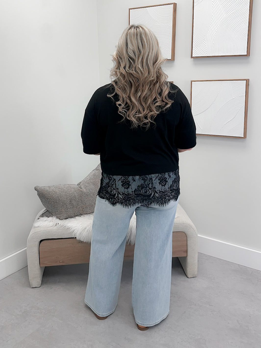 Gemini Lace Tee in Black