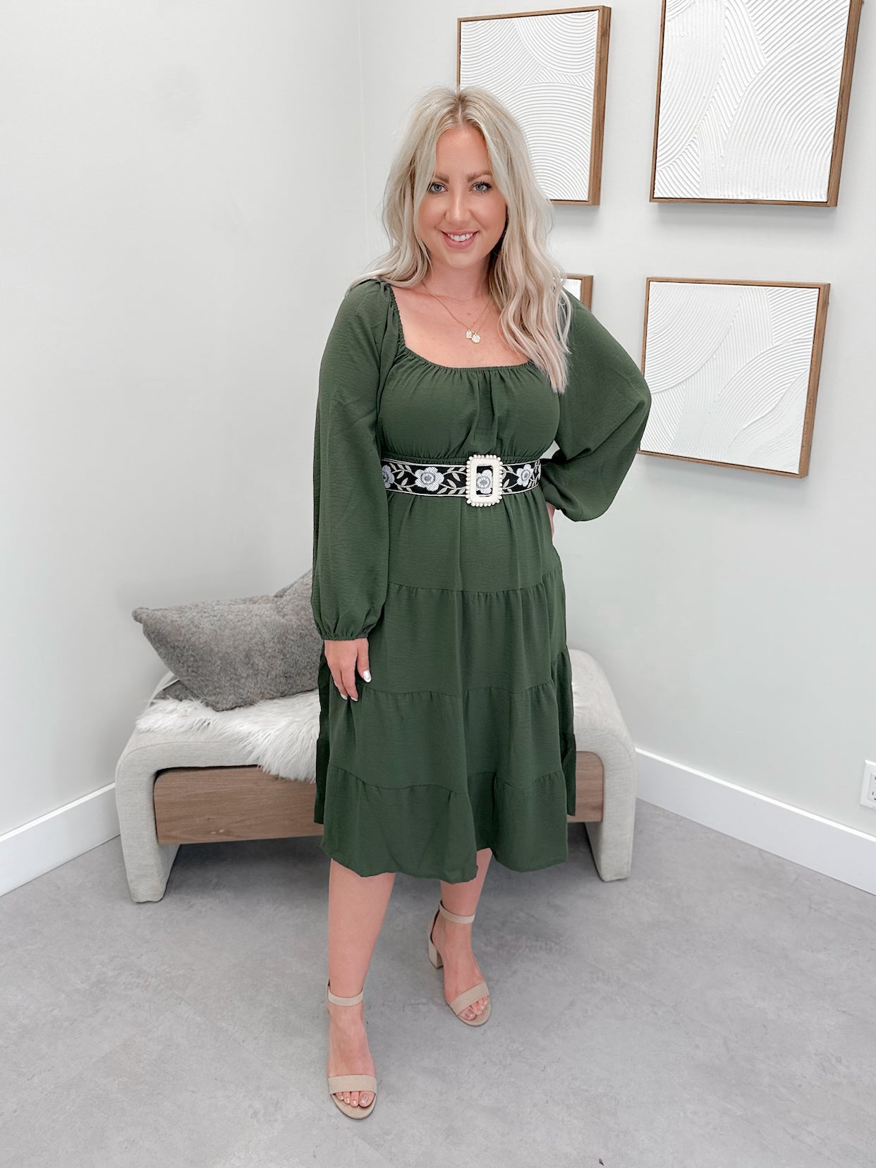 Elda Dress in Olive