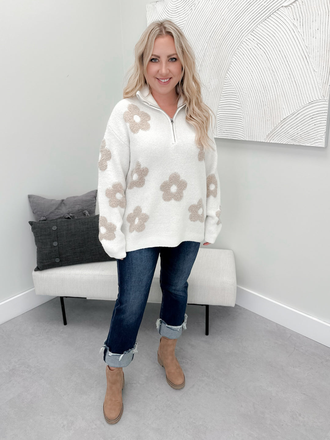 Nola Daisy Sweater in Cashew
