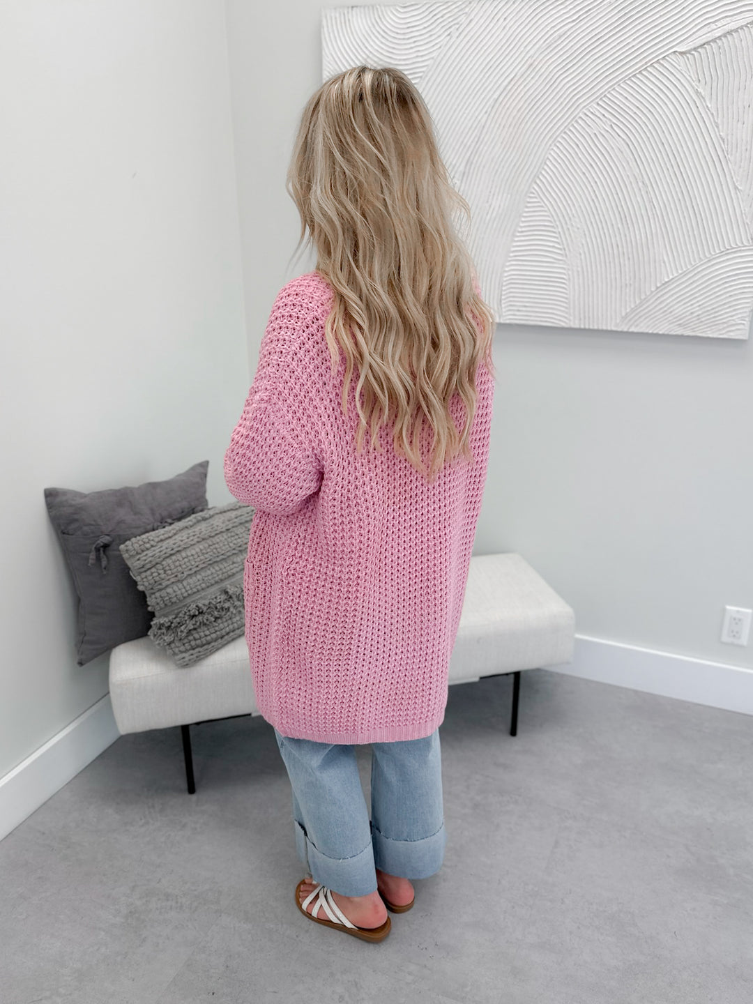 Nell Chunky Knit Cardi in Pink