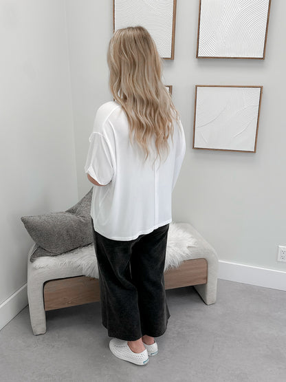 Kiana Ribbed Tee in Cloud