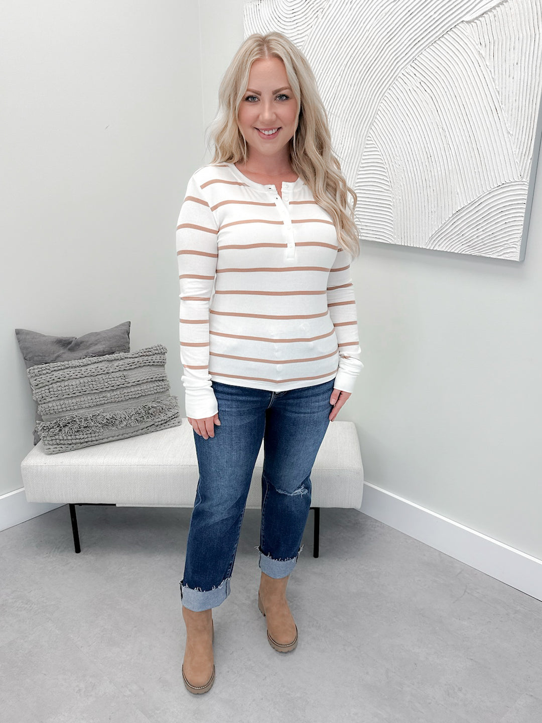 Kennedy Ribbed Long Sleeve in Caramel