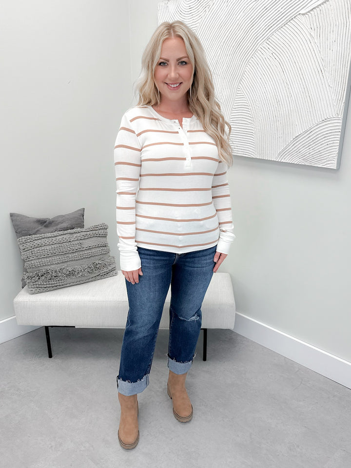 Kennedy Ribbed Long Sleeve in Caramel